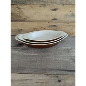 Vintage Set of Three Ceramic / Stoneware Au Gratin Dishes